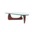 Table basse Mid-Century Premium Triangle avec plateau en verre et base en bois massif-1830823620
