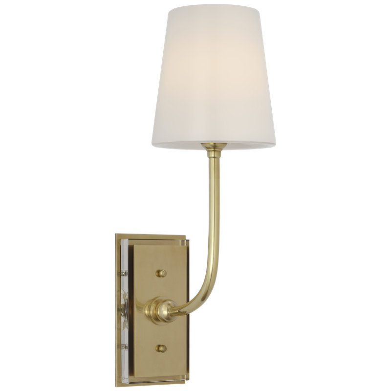 Thomas O'Brien Hulton 17" Cordless Single Sconce with Glass Shade, Hand-Rubbed Antique Brass