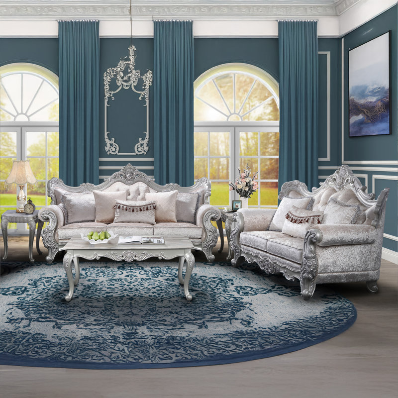 Kyani Silver Champagne Wood 2-Piece Living Room Set