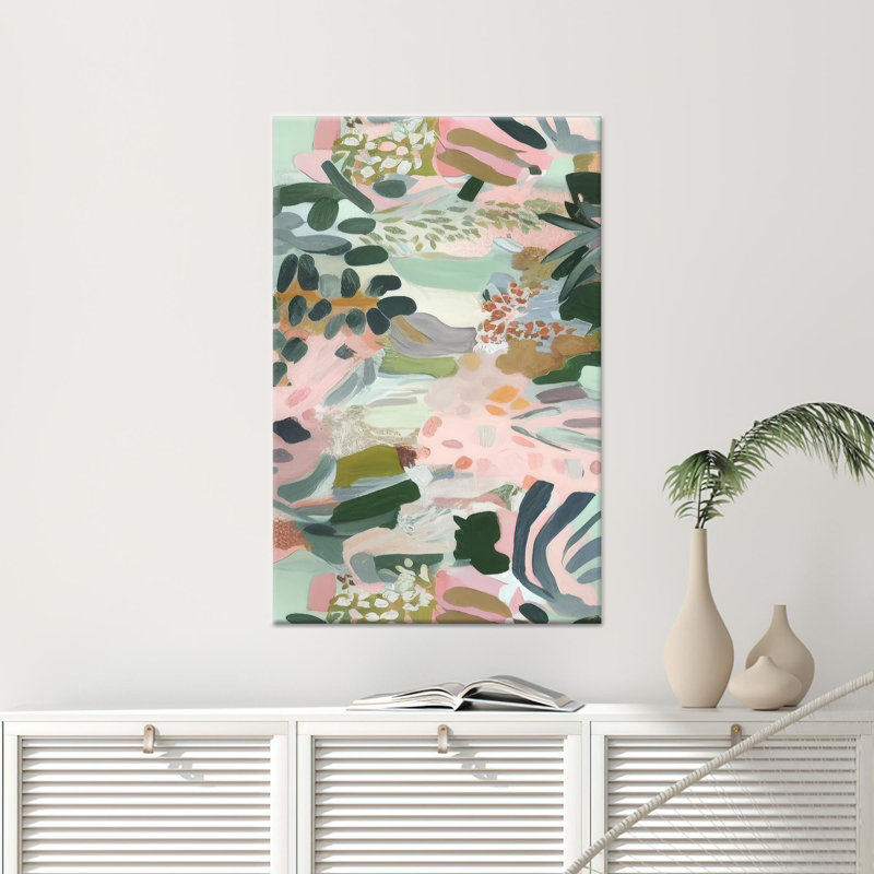 Toile imprimée: décoration murale florale bohème abstraite, 1P encadrée d'or, 31,6 po H x 23,7 po l