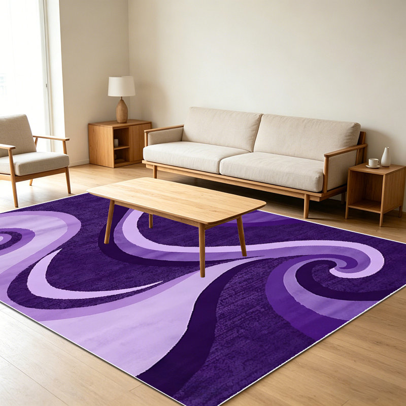 1PC Purple Swirl Abstract Geometric area rugs for Living Room, Soft and Comfortable, Suitable for all seasons, easy-to-maintain, machine washable Indoor floor mat, Under Table Farmhouse suitable for dining area, bedroom, entryway, patio, kitchen,