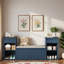 Banc de rangement avec coussin, compartiments, tiroirs et tablettes ouvertes-944244654