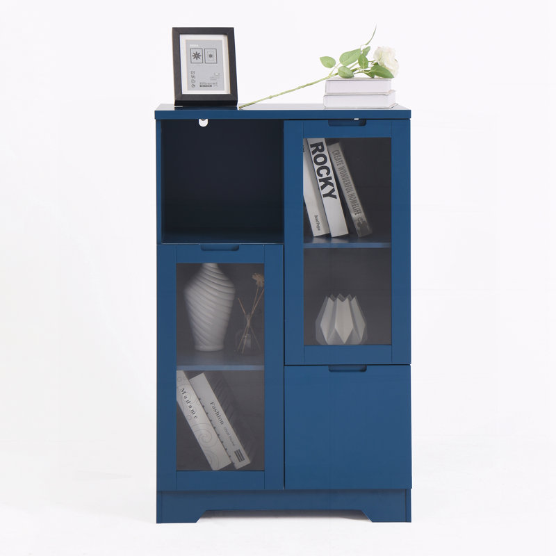 Cabinet with Glass Doors and drawe, Blue