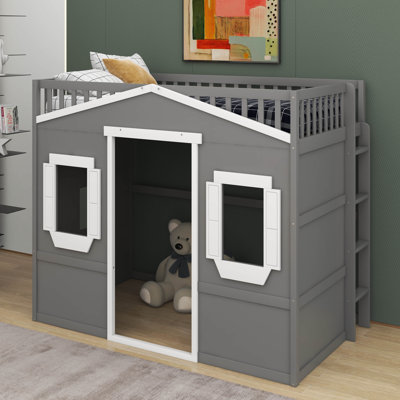 Twin House Loft Bed With Ladder
