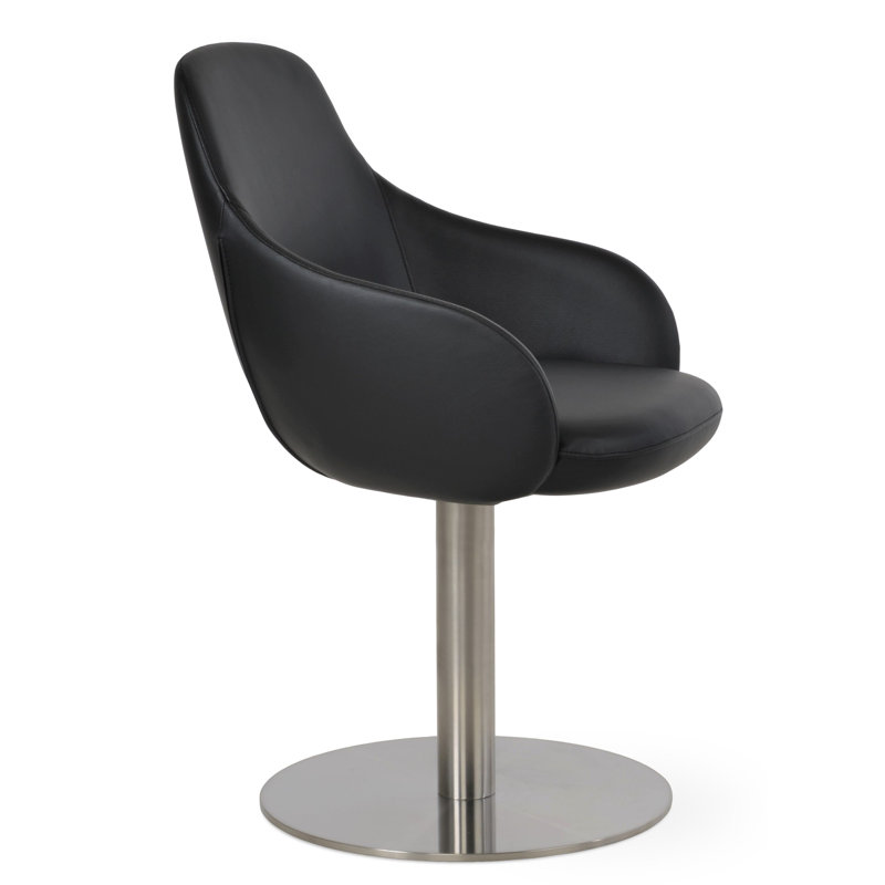 Chaise ronde Gazel, Noir, Chrome brossé