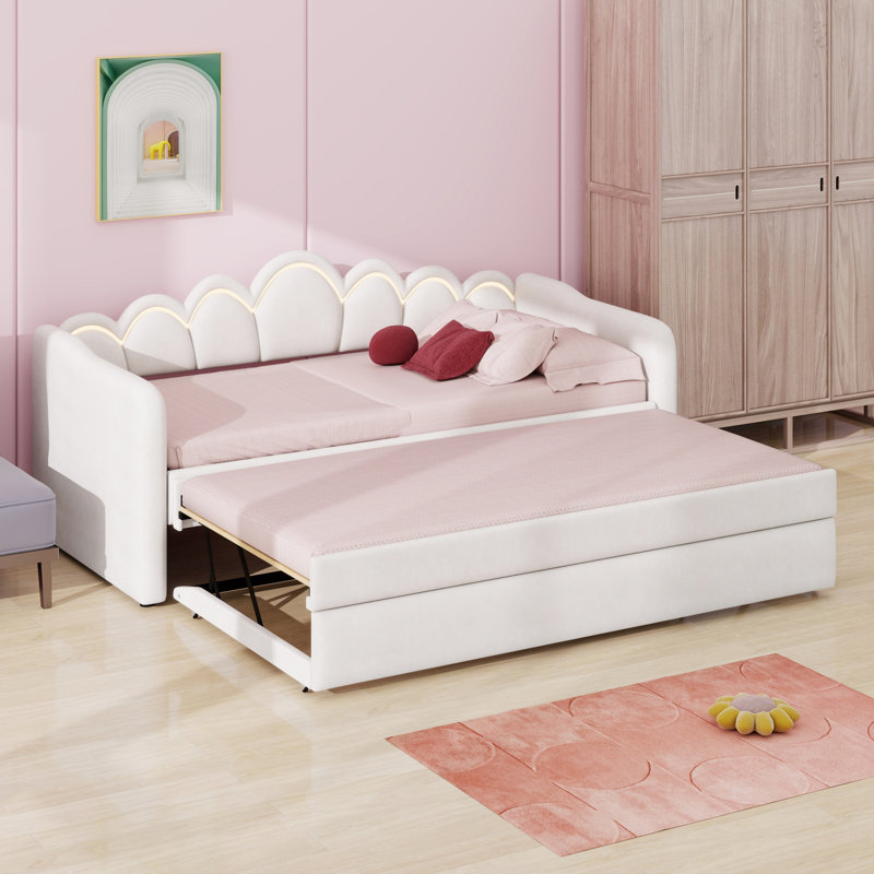 Lit de jour rembourré avec couchette, White