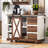 Versatile Farmhouse Kitchen Island With Drop Leaf, Storage, Barn Door, Power Outlet, And Rolling Cart, Perfect For Home And Dining Areas-1199761359