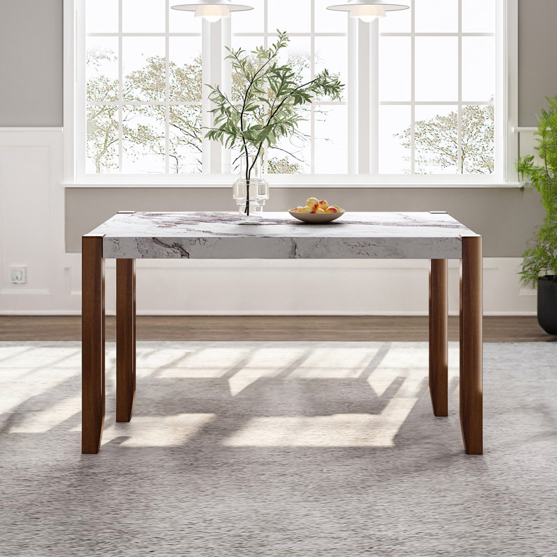 Rectangular Wooden Dining Table With Four Sturdy Legs