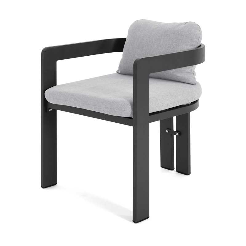 Outdoor Dining Armchair with Cushions, Gris