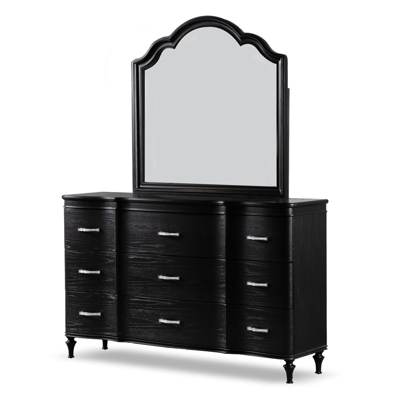 Commode 9 tiroirs avec miroir Seabliss, Noir