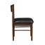 Chaise de salle à manger moderne de 2 places, revêtue de cuir, dossier en bois fini cerisier et 2 côtés revêtus de noir
