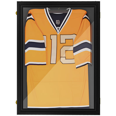 HOMCOM 24" X 32" Jersey Frame Display Case, UV-Resistant Jersey Shadow Box With 2 Keys, Hanger, Black