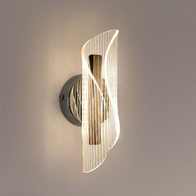 Chrome 21.8cm Hardwired Tri-colour Adjustable Iron & Acrylic LED Wall Sconce