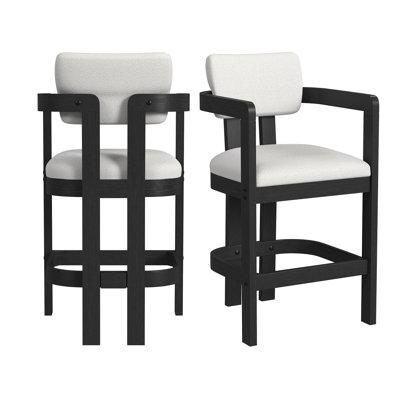 Oldfield Arm Barstool with White Fabric in Black (2 Per Carton)