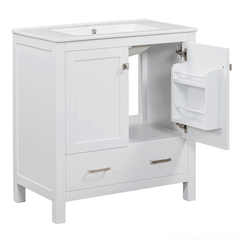 Richetta Ceramic Freestanding Under Sink Cabinet, White