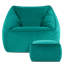 icon Natalia Velvet Adults Bean Bag Armchair and Pouffe, Ready Filled Large Beanbag and Footstool Forest Green-63657001