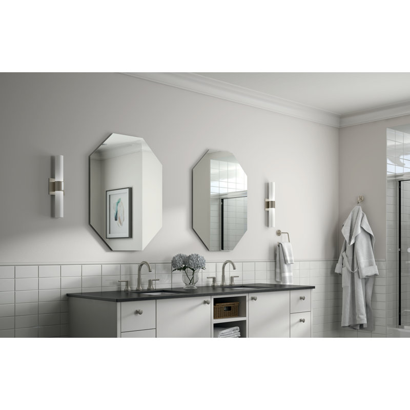 Octagonal Deluxe Modern Beveled Frameless Bathroom/Vanity Mirror, 40.04" x 26.85"