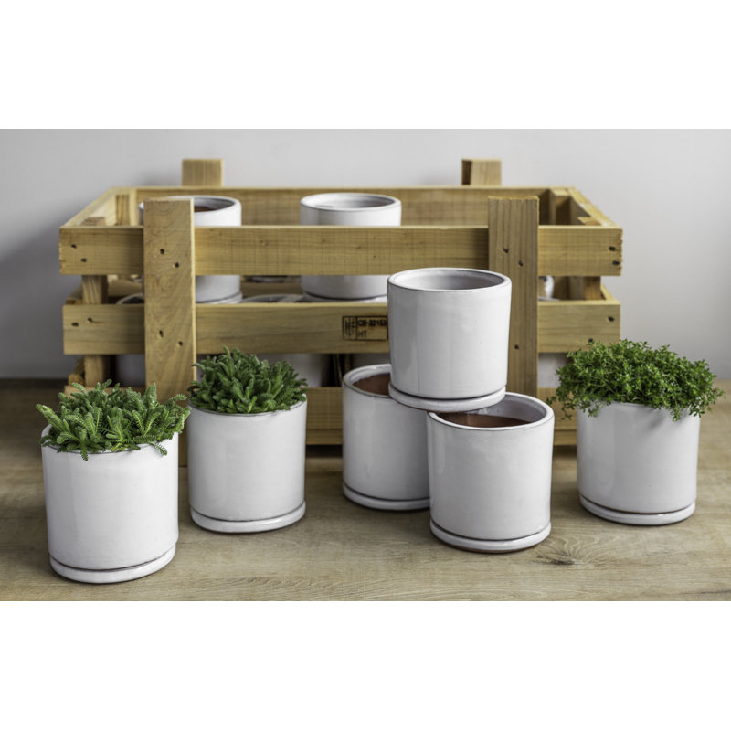 Small Cylinder Handmade Ceramic Planter, White