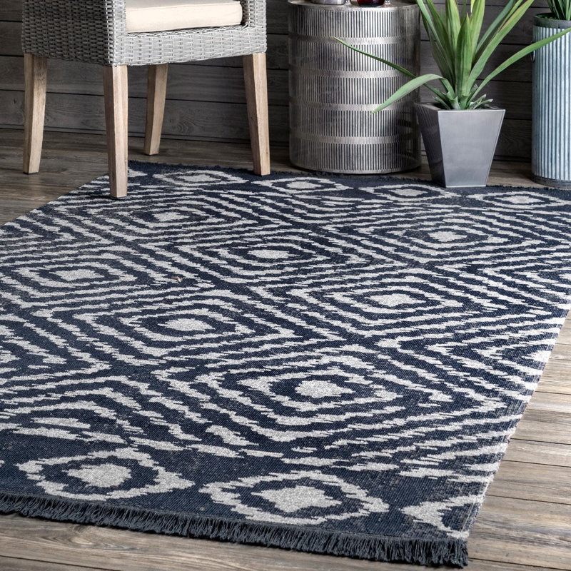 Tapis intérieur/extérieur géométrique marine Michele, Rectangle 5 pi x 8 pi