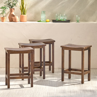 Wakely Acacia Wood 24" Patio Bar Stool