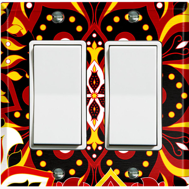 Plaque murale à bascule rouge rouge et noire Mandala