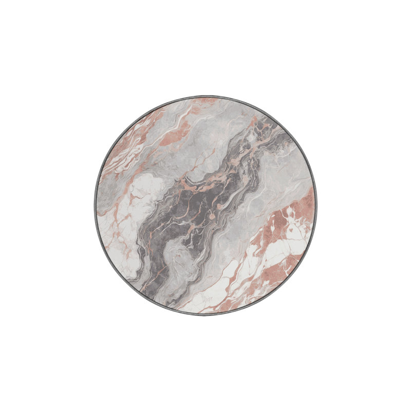Machine Washable Gray Area Rug, Round 4'