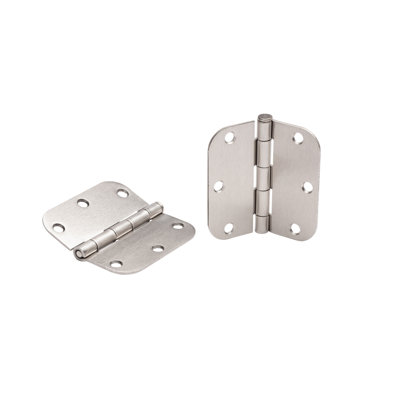 3.5 in. x 3.5 in. Full Mortise Residential 5/8 in. Radius Hinge with Removable Pin - Set of 2