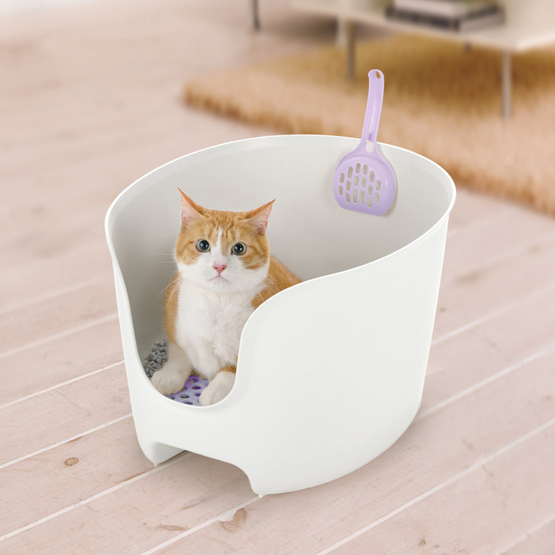 Bac à litière haute pour chat Paw Trax, Blanc / Lavande