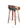 Maxime Swivel Counter or Bar Height Bar Stool with Open Low Back in Faux Leather and Wood