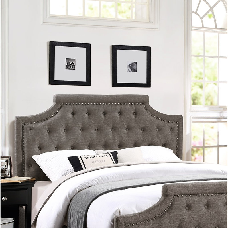 Grand lit moderne en polyfibre brun moderne avec tête de lit élégante et chambre de style américain, Brun, Grand lit
