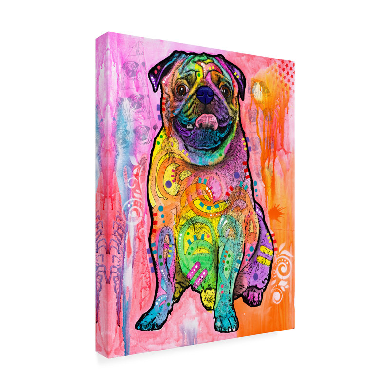 Toile d'extérieur Dean Russo «Pugs & Kisses», H 32 po x l 24 po x P 1,5 po
