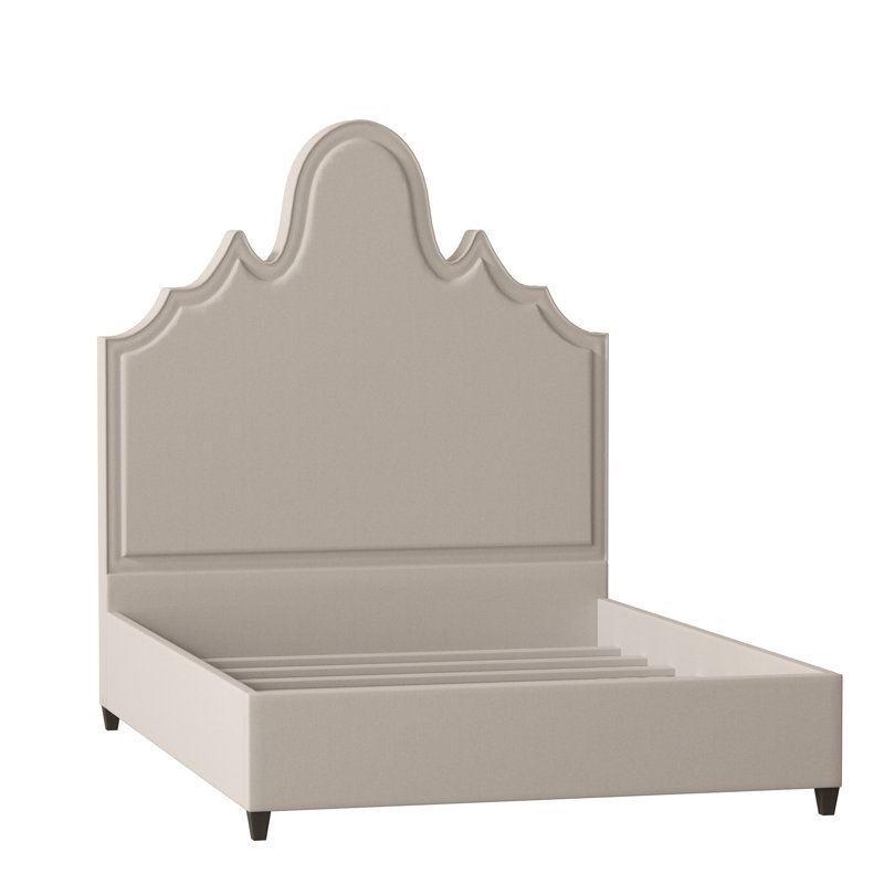 Amalie Upholstered Bed, Full, Wismar Burlap, Brown Mahogany