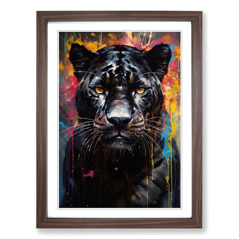 Panther Modern - Single Picture Frame Print on Wood, Walnut, 34" H x 25" W x 2" D