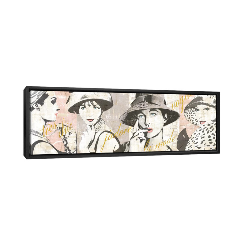 Fashion Week Paris Halftone V, impression sur toile tendue, H 12 po x l 36 po x P 1,5 po, Toile encadrée noire
