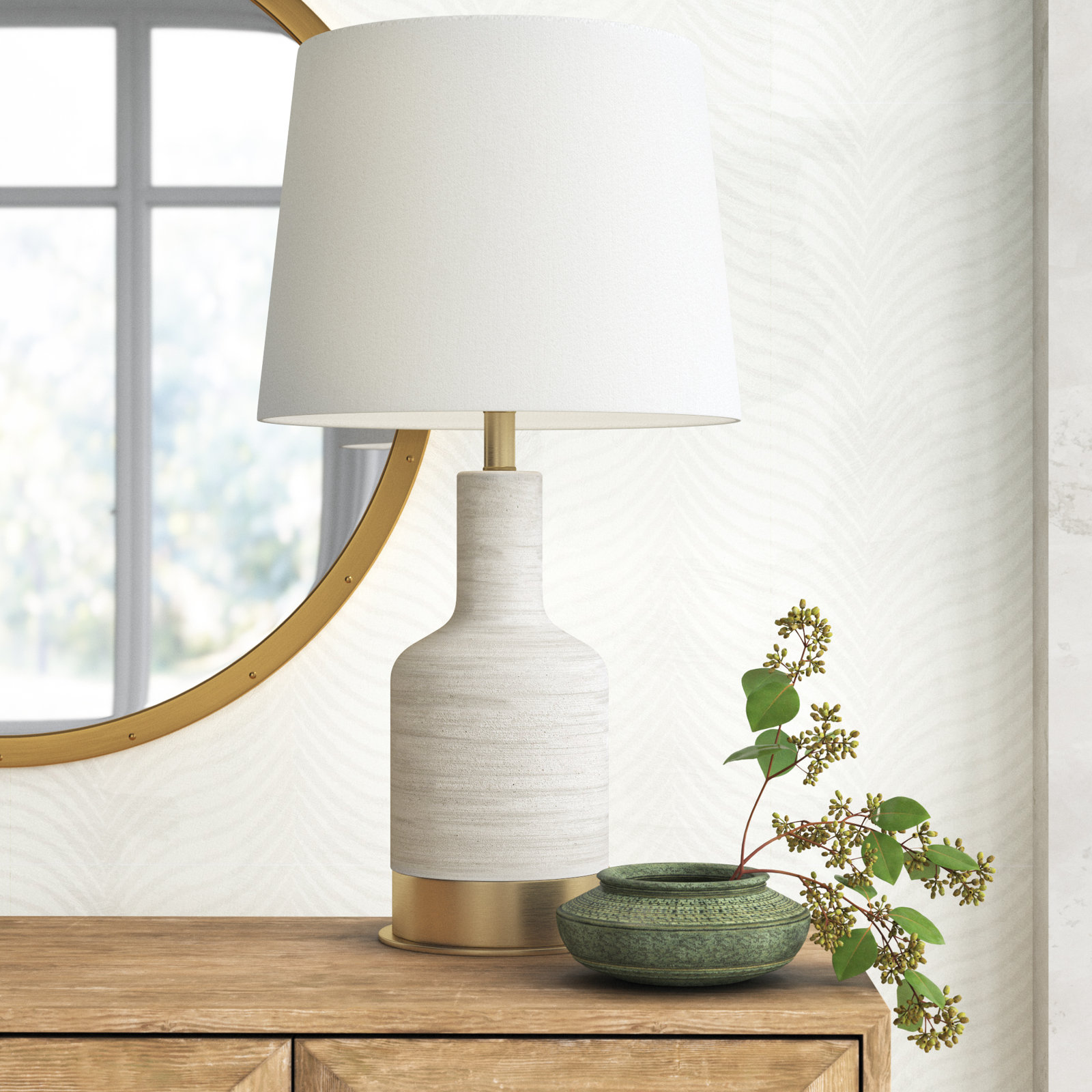 Lilou Table Lamp, Light Gray/Gold