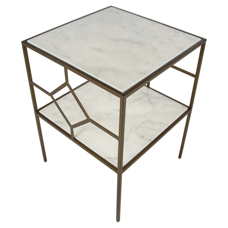 Birmingham End Table with Storage, Carrera Marble