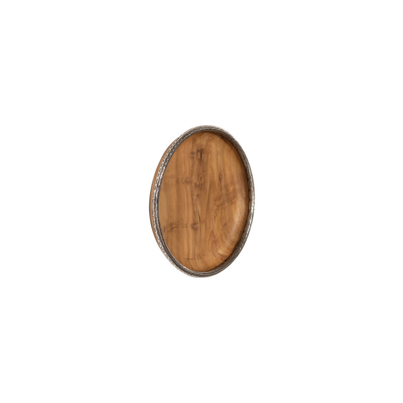 Teak Wood Bowl Wall Art, Metallurgy Edge, 20" H x 20" W x 2" D
