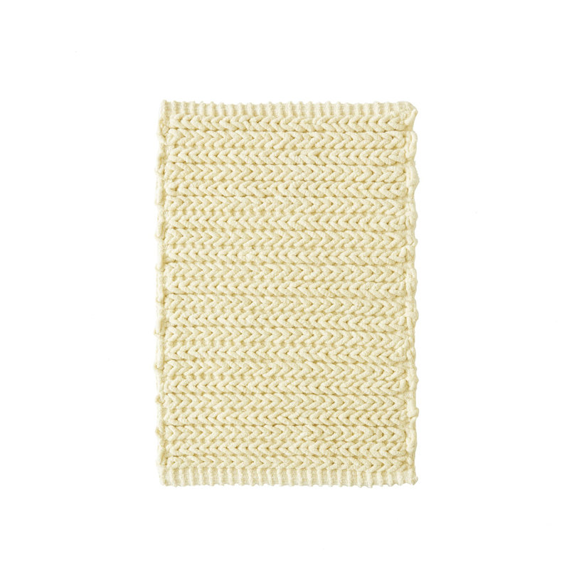 White Cotton Chenille Ribbed Non-Slip Bath Rug