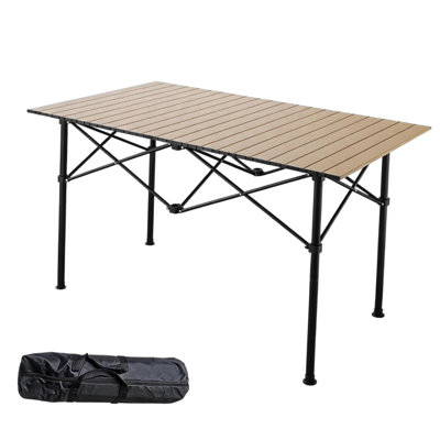 Table de camping roulante légère en aluminium avec sac de transport portable pour le camping en plein air