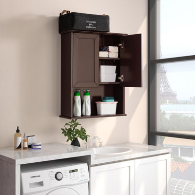  Over Toilet Storage with Adjustable Shelf, Wall Cabinet, 23x29 inch Medicine Cabinet, Wooden Expresso Bathroom Cabinet with 2 Doors
