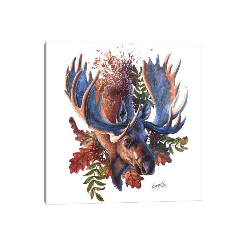 Moose by Sunima - Wrapped Canvas Painting, 30.48 cm H x 30.48 cm W