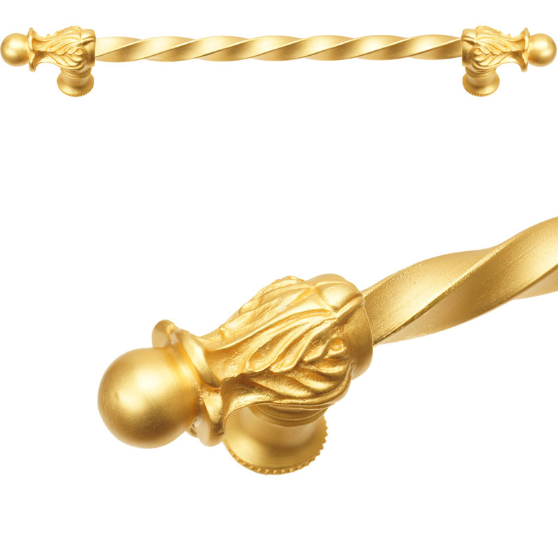 Acanthus 22 inches c.c. with 3/8 twist bar long pull Romanesque style in Chalice, Gold, 12"