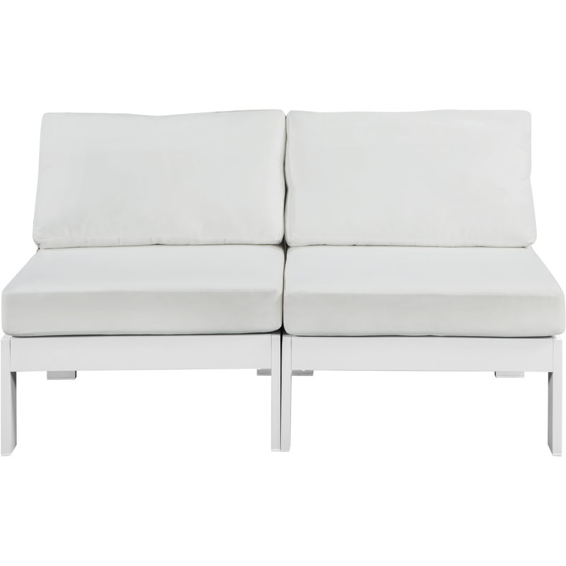 Kylis 60'' Wide Aluminum Loveseat with Cushions, White, White