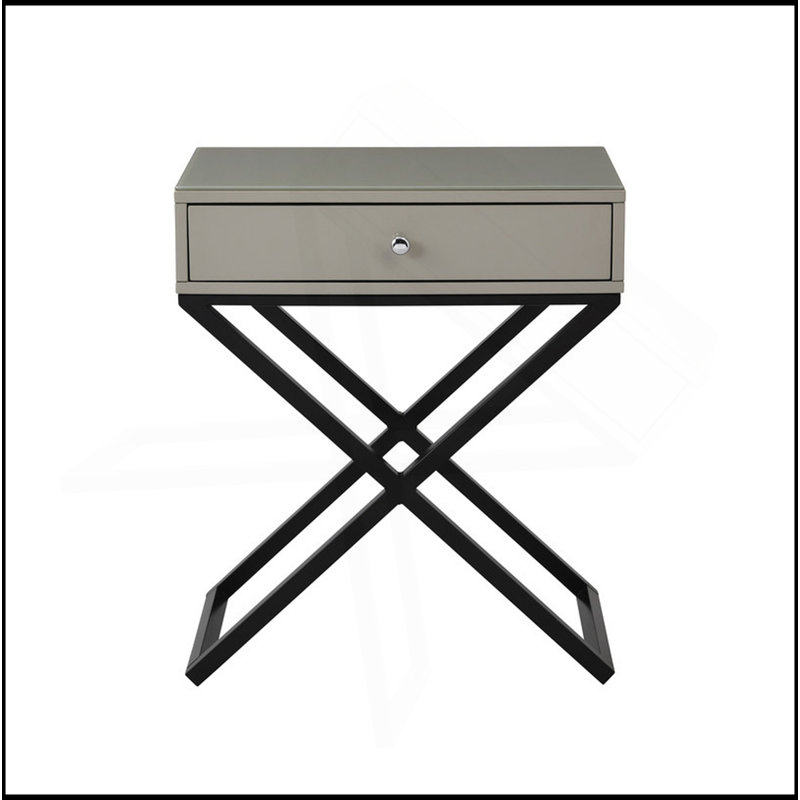 Table de chevet 23 po en bois avec table de bout, plateau et base en croix, Taupe