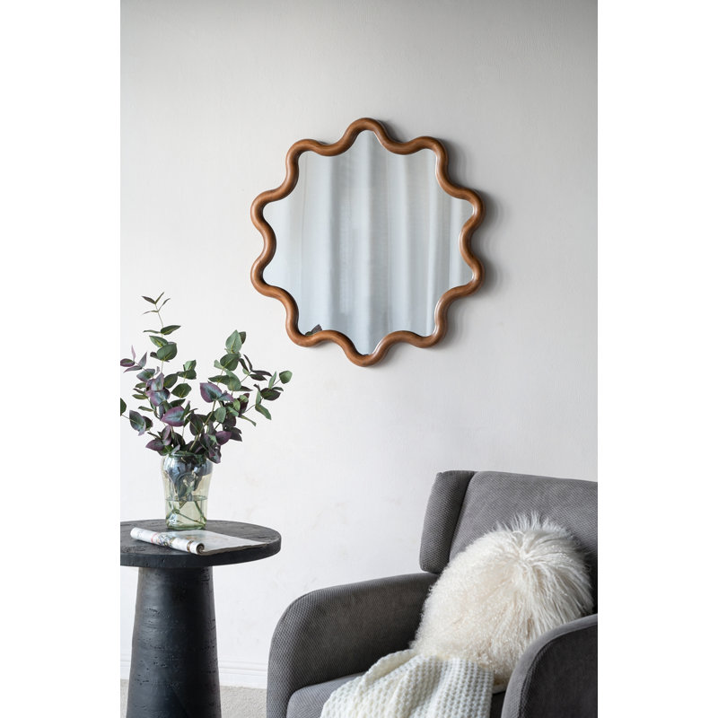 Miroir d'appoint 31 "x 30" en bois avec cadre unique