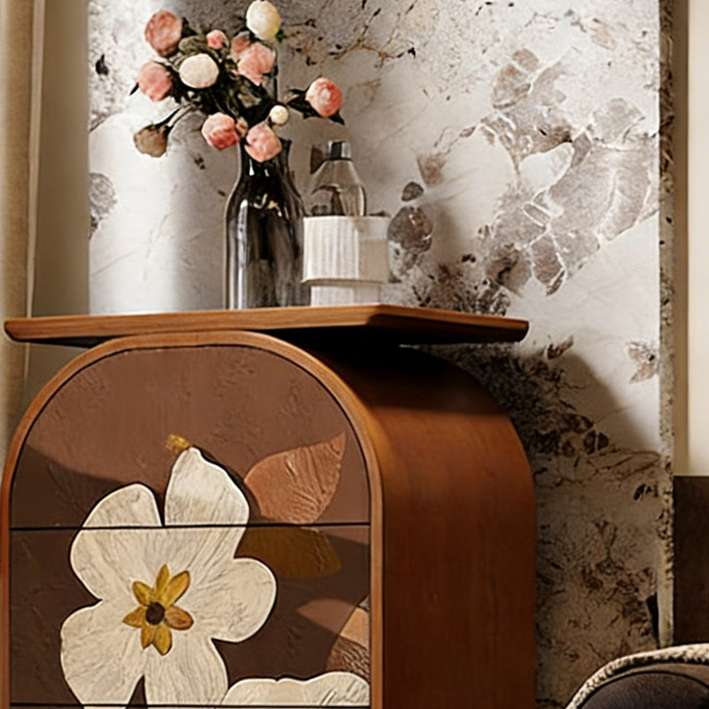Armoire de rangement 4 tiroirs Abstract Art, Noyer