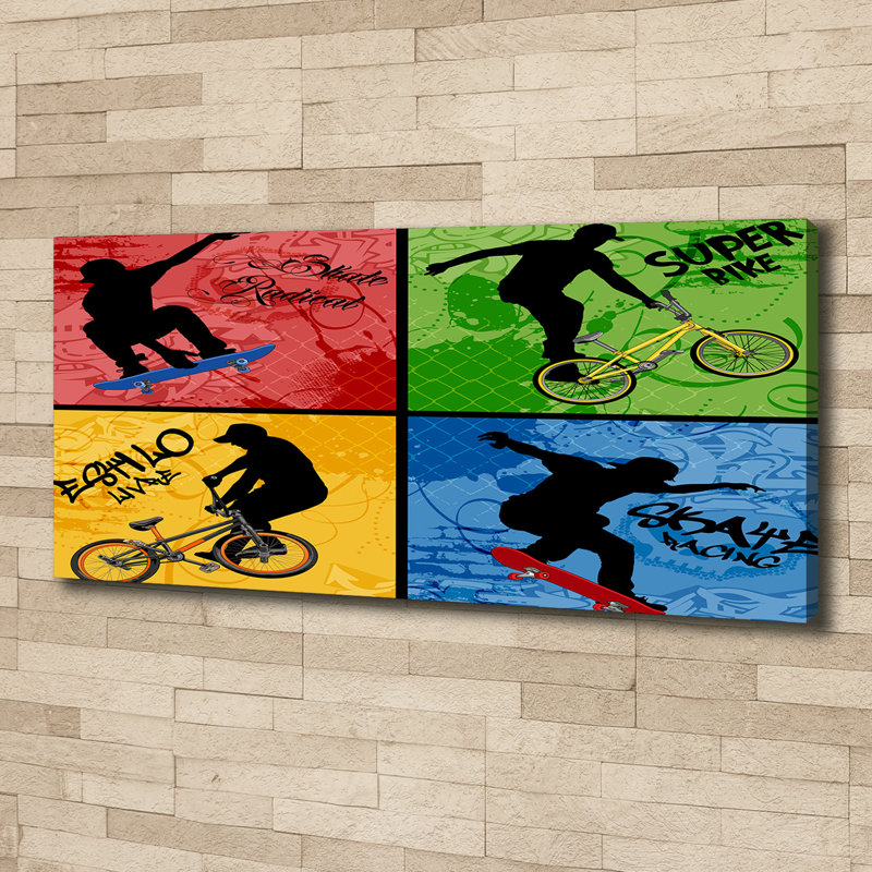 Bike and Skateboard 1 Piece Wall Art on Canvas