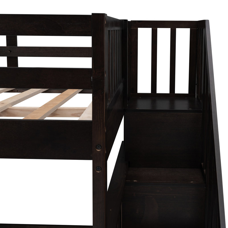 -coloured Stairway Bunk Bed With Versatile Storage And Security Guard Rail Dependable In
