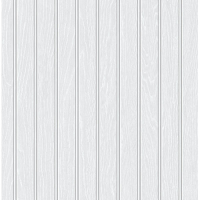 Latitude Run® Designs Pearl Grey Faux Beadboard Prepasted Wallpaper