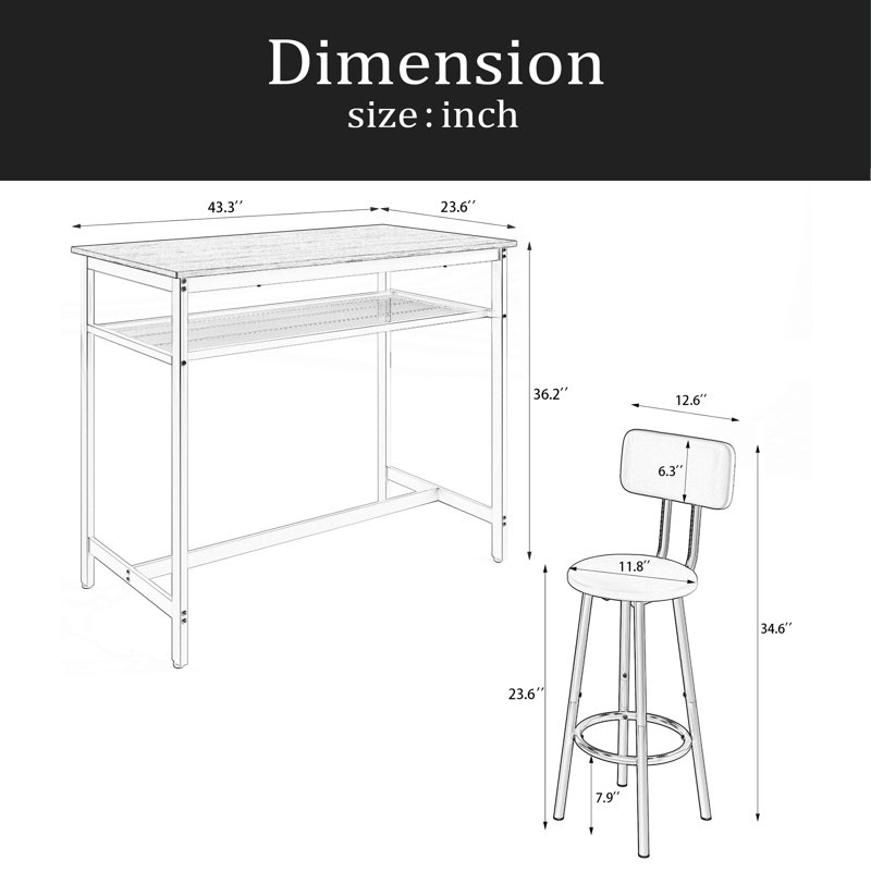 Ensemble de table de bar 5 pièces, ensemble de 4 tables de bar et chaises de cuisine, table de comptoir moderne en métal avec tabourets pour la salle à manger, la table de petit-déjeuner du salon